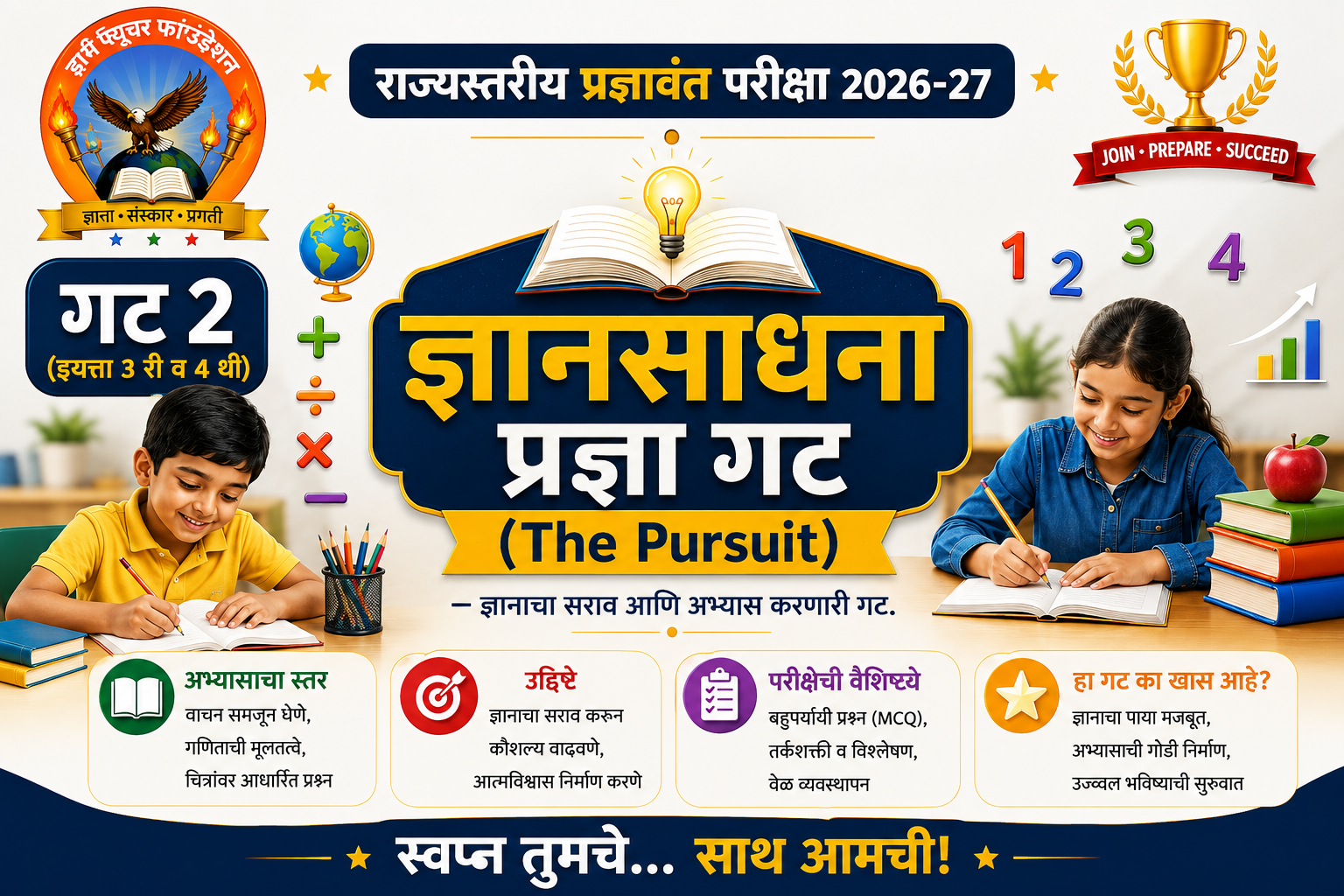 गट २ (३ री व ४ थी): ज्ञानसाधना प्रज्ञा गट (The Pursuit)